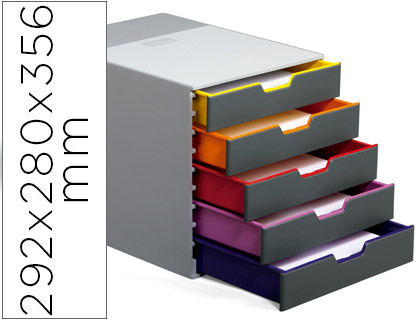 [2078327] DURABLE - FICHERO CAJONES DE SOBREMESA VARICOLOR APILABLES 5 CAJONES PLASTICO 292X280X356 MM (Ref.7605-27)
