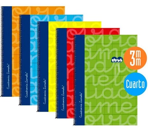 [9937016] LAMELA - BLOC tapa FORRADA 4º 80h CUADROVIA 3 mm SURTIDO (5 col.) (Ref.7CTE003S)