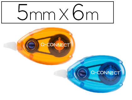 [2068113] Q-CONNECT - CORRECTOR CINTA BLANCO 5 MM X 6 MT - BLISTER DOS UDS NARANJA Y AZUL (Ref.KF14448)