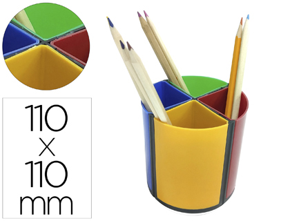 [2156234] Q-CONNECT - Cubilete portalapices plastico redondo giratorio 4 colores diametro 110 altura 110 mm (Ref. KF11303)