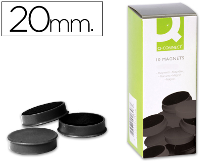 [2036222] Q-CONNECT - IMANES PARA SUJECION IDEAL PARA PIZARRAS MAGNETICAS20 MM NEGRO -CAJA DE 10 IMANES (Ref.KF02632)