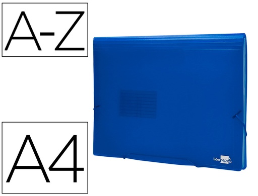 [2020958] LIDERPAPEL - CARPETA CLASIFICADOR FUELLE 32112 POLIPROPILENO DIN A4 AZUL TRANSPARENTE 13 DEPARTAMENTOS (Ref.FU12)