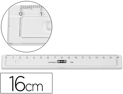 [2029690] MOR - REGLA 16 CM PLASTICO TRANSPARENTE CON BISEL (Ref.11160000)
