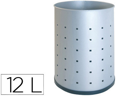 [2052777] SIE - PAPELERA METALICA 101-R PLATEADA PINTADA PERFORADA 315X215 MM (Ref.101-R-PL)