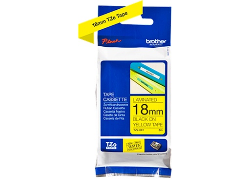 [2094087] BROTHER - Cinta Rotuladora 8m 18mm Amarilla/Negra (Ref.TZe641)