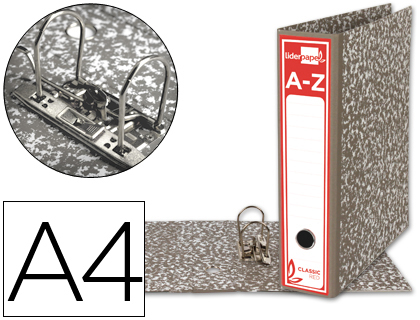 [2037746] LIDERPAPEL - ARCHIVADOR DE PALANCA A4 CLASSIC RED Cartón ENTRECOLADO SIN RADO LOMO 80MM GRIS COMPRESOR METALICO (Ref.AZ03)