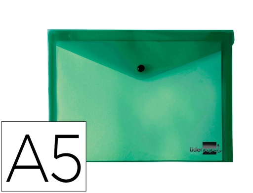 [2028982] LIDERPAPEL - CARPETA DOSSIER BROCHE 34353 POLIPROPILENO DIN A5 VERDE TRANSPARENTE (Ref.DS20)