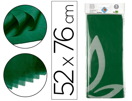 [2072798] LIDERPAPEL - PAPEL SEDA 52X76CM 18G/M2 BOLSA DE 5 HOJAS VERDE OSCURO (Ref.SE29)