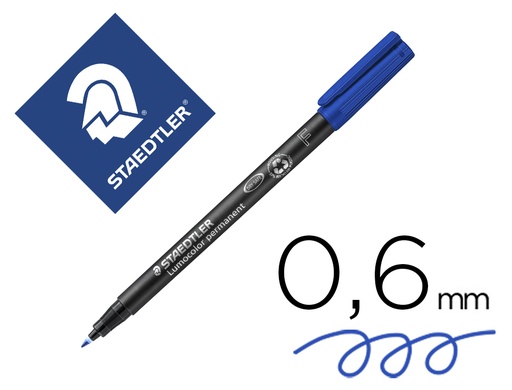 [9010556] STAEDTLER - Marcador permanente Lumocolor permanente Trazo 0.6 mm Punta fina Azul (Ref.318-3)