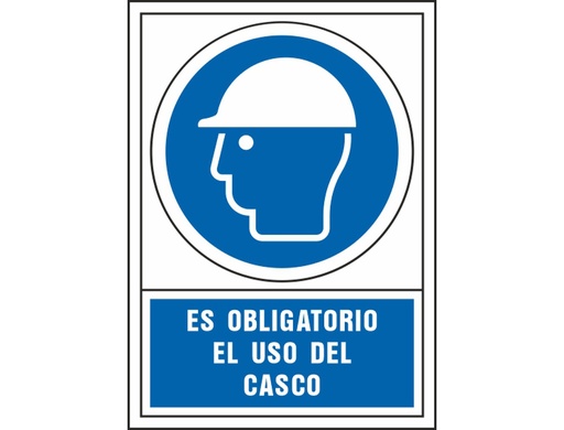 [2076028] SYSSA - PICTOGRAMA SEÑAL DE OBLIGACION ES OBLIGATORIO EL USO DE CASCO EN PVC 245X345 MM (Ref.4000)