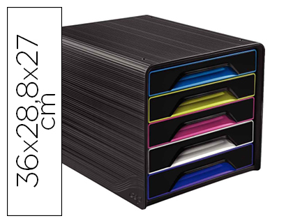 [2150851] CEP - FICHERO CAJONES DE SOBREMESA 5 CAJONES NEGRO/MULTICOLOR 360X288X270 MM (Ref.1071110411)