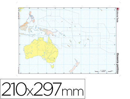 [2024682] MAPA MUDO COLOR DIN A4 OCEANIA -POLITICO 