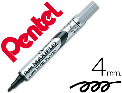 [9045796] PENTEL - Marcador pizarra blanca recargab. Maxifilo MWL-5S Punta cónica Negro cerámica y papel (Ref.MWL5S-A)
