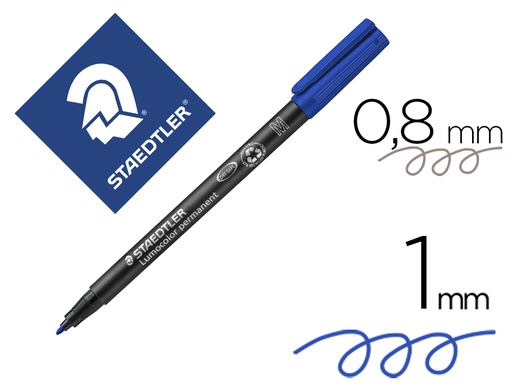 [9010557] STAEDTLER - Marcador permanente Lumocolor Trazo 1mm Punta media Azul (Ref.317-3)