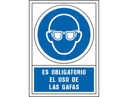[2076030] SYSSA - PICTOGRAMA SEÑAL DE OBLIGACION ES OBLIGATORIO EL USO DE LAS GAFAS EN PVC 245X345 MM (Ref.4002)