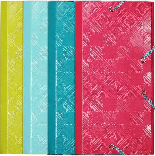 [9155982] EXACOMPTA - Carpeta gomas carton 600 gr tres solapas 12x23,5 cm colores surtidos (Ref. 55240E)