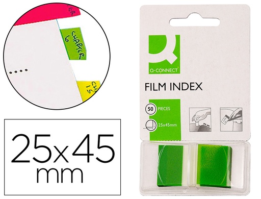 [2043312] Q-CONNECT - BANDERITAS SEPARADORAS VERDES DISPENSADOR DE 50 (Ref.KF03635)