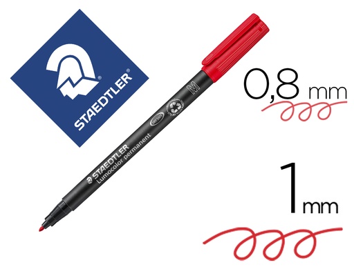 [9010561] STAEDTLER - Marcador permanente Lumocolor Trazo 1mm Punta media Rojo (Ref.317-2)