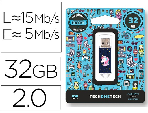 [9161827] TECH ON TECH - Memoria usb unicornio dream 32 gb (Ref. TEC4012-32)
