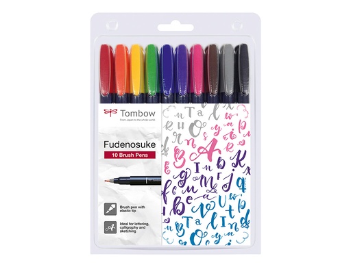 [9936913] TOMBOW - ROTULADOR CALIGRAFIA FUDENOSUKE PUNTA DURA ESTUCHE DE 10
(negro, amarillo, verde, azul, violeta, rosa, rojo, naranja, marron y gris) (Ref.WS-BH-10P)