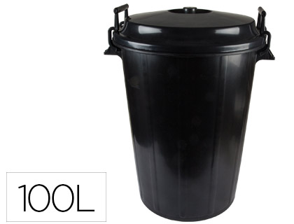 [2076223] CUBO DE BASURA NEGRO CON TAPA PARA BOLSAS 85X105CM 100 LITROS (Ref.005248)