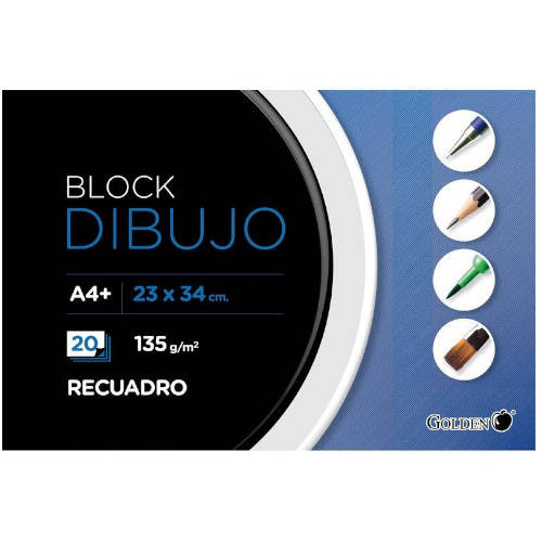 [1942129] GOLDEN - Cuaderno dibujo encolado 20 hojas A4+ 2 taladros (Ref.324276)