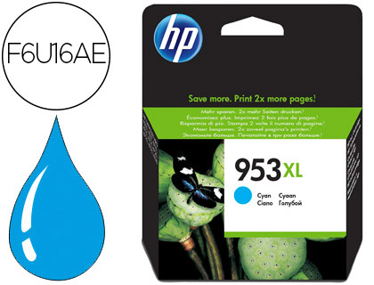 [9064728] HP - (HEWLETT PACKARD) - Cartucho Tinta ORIGINAL 953XL CIAN (Ref.F6U16AE#BGY)
