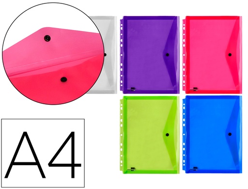 [2032857] LIDERPAPEL - CARPETA DOSSIER BROCHE 36669 POLIPROPILENO DIN A4 PACK DE 5 COL.SURTIDOS TRANSPARENTE MULTITALADRO (Ref.DS50)