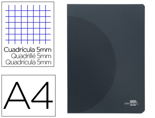 [2064815] LIDERPAPEL - Libreta 360 tapa de plastico A4 48 hojas 90g/m2 5mm con doble margen tapa negra (Ref. LF09)