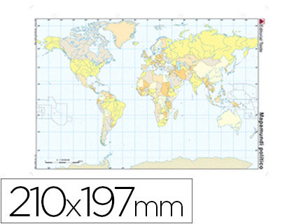[2024590] MAPA MUDO COLOR DIN A4 PLANISFERIO POLITICO 