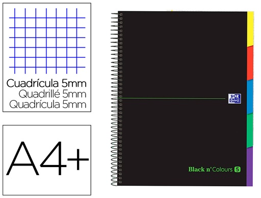 [9064871] OXFORD - Cuaderno 5/C Pestañas Tapa Extra Dura A4+100H 5X5 Verde (Ref.400088331)