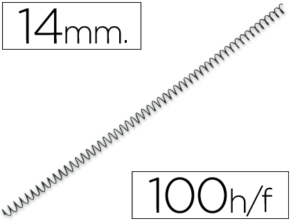 [2064072] Q-CONNECT - ESPIRAL METALICO 64 5:1 14 MM 1MM CAJA DE 100 UNIDADES (Ref.KF04431)