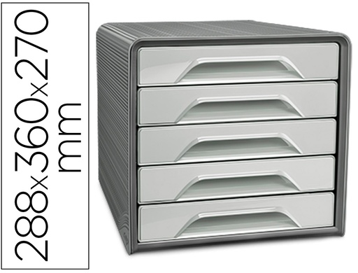 [9159978] CEP - Fichero cajones de sobremesa smoove 5 cajones color gris 288x360x270 mm (Ref. 1071116361)