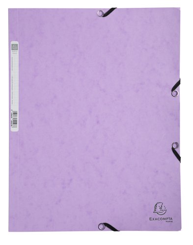 [9936201] EXACOMPTA - CARPETA AQUAREL CARTÓN LUSTRADO 400 GR TRES SOLAPAS GOMAS A4 MATE LILA -5U- (Ref.55535E)