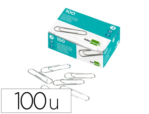[2002307] LIDERPAPEL - CLIPS N. 2 LABIADOS 33 MM CAJA DE 100 UNIDADES (Ref.LI03)