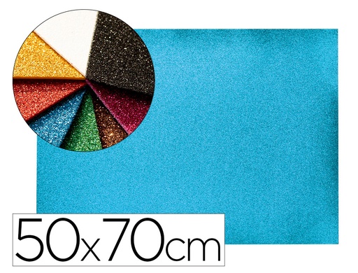 [2058664] LIDERPAPEL - GOMA EVA CON PURPURINA 50X70CM 60G/M2 ESPESOR 2MM AZUL CLARO (Ref.GE71)