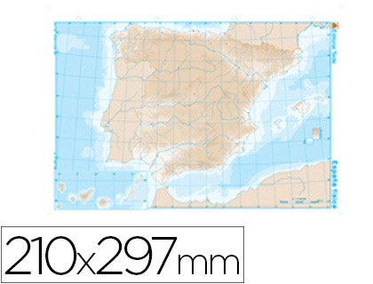 [2022165] MAPA MUDO B/N DIN A4 ESPAÑA -FISICO 