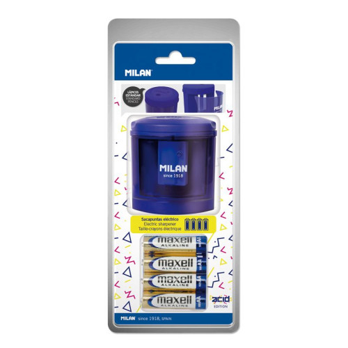 [1537044] MILAN - Sacapuntas/Afilalapices Power Sharp Electrico Simple Colores surtidos 7x6,5 cm (Ref.BWM10149)