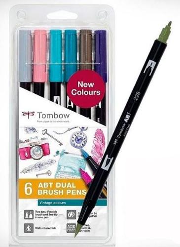 [9936908] TOMBOW - ROTULADOR DOBLE PUNTA PINCEL COLORES VINTAGE ESTUCHE de 6 (Ref.ABT-6P-5/ABT-6C-5)