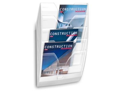 [2072218] CEP - EXPOSITOR MURAL DE PARED CON 5 COMPARTIMENTOS TRANSPARENTE Y BLANCO 580X122X350MM (Ref.1001540111)