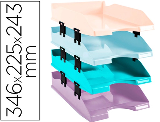 [9162316] EXACOMPTA - Bandeja sobremesa plastico aquarel set de 4 bandejas combo midi colores pastel 346x225x243 mm (Ref. 113296SETD)
