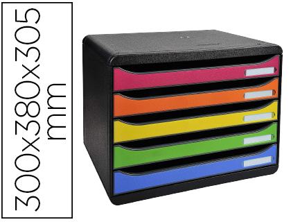 [9156053] EXACOMPTA - Fichero cajones sobremesa big-box plus apaisada iderama arlequin 5 cajones multicolores (Ref. 308798D)