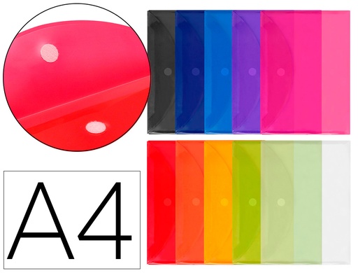 [2035996] LIDERPAPEL - CARPETA DOSSIER A4 CIERRE DE VELCRO COLORES SURTIDOS PACK 10+2 GRATIS (Ref.BY02)