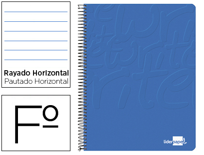 [2006128] LIDERPAPEL - CUADERNO ESPIRAL FOLIO WRITE TAPA BLANDA 80H 60GR HORIZONTAL CON MARGEN COLOR AZUL (Ref.EW02)