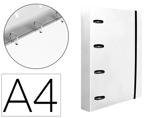 [2160025] LIDERPAPEL - Carpeta con recambio A4 cuadro 5mm 100 hojas 80g polipropileno 4 anillas mixtas 25mm transparente (Ref. CH53)