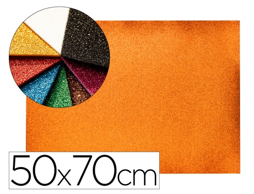 [2058659] LIDERPAPEL - GOMA EVA CON PURPURINA 50X70CM 60G/M2 ESPESOR 2MM NARANJA (Ref.GE66)