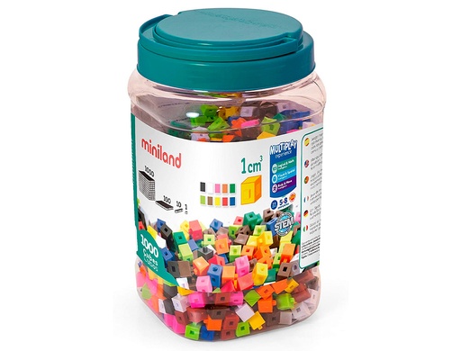 [9159407] MINILAND - Juego surtido de 1000 cubos de 1 cm para apoyar conceptos matematicos 125x215x125 mm (Ref. 95211)