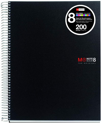 [1422048] MIQUELRIUS - Cuaderno Notebook 08 200h A4 Cuadrícula 5x5 - Tapa Polipropileno Negra (Ref.42006)
