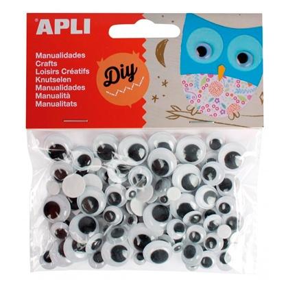 [9942004] APLI - OJOS MOVILES REDONDOS NEGRO BOLSA de 100 (Ref.13263)