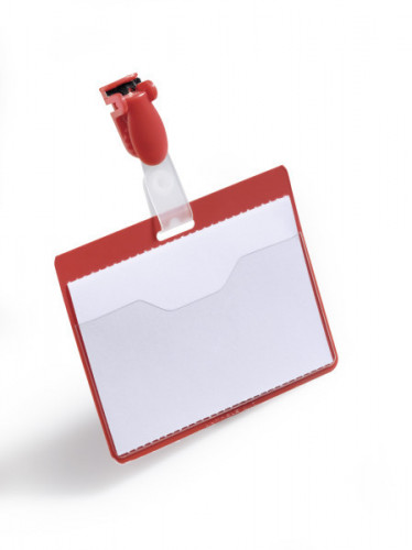 [1803674] DURABLE - Identificador con clip Caja 25 ud 60x90 mm Rojo (Ref.8106-03)
